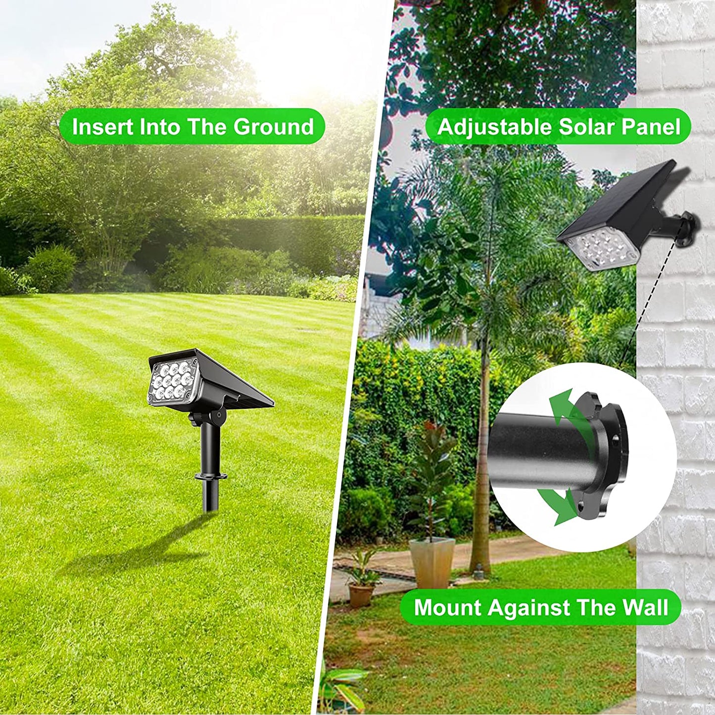 T-SUN Adjustable Solar Spotlight Solar Garden Light IP65 Solar Power Green Light For Yard Path Tree Decor Solar Light Outdoor