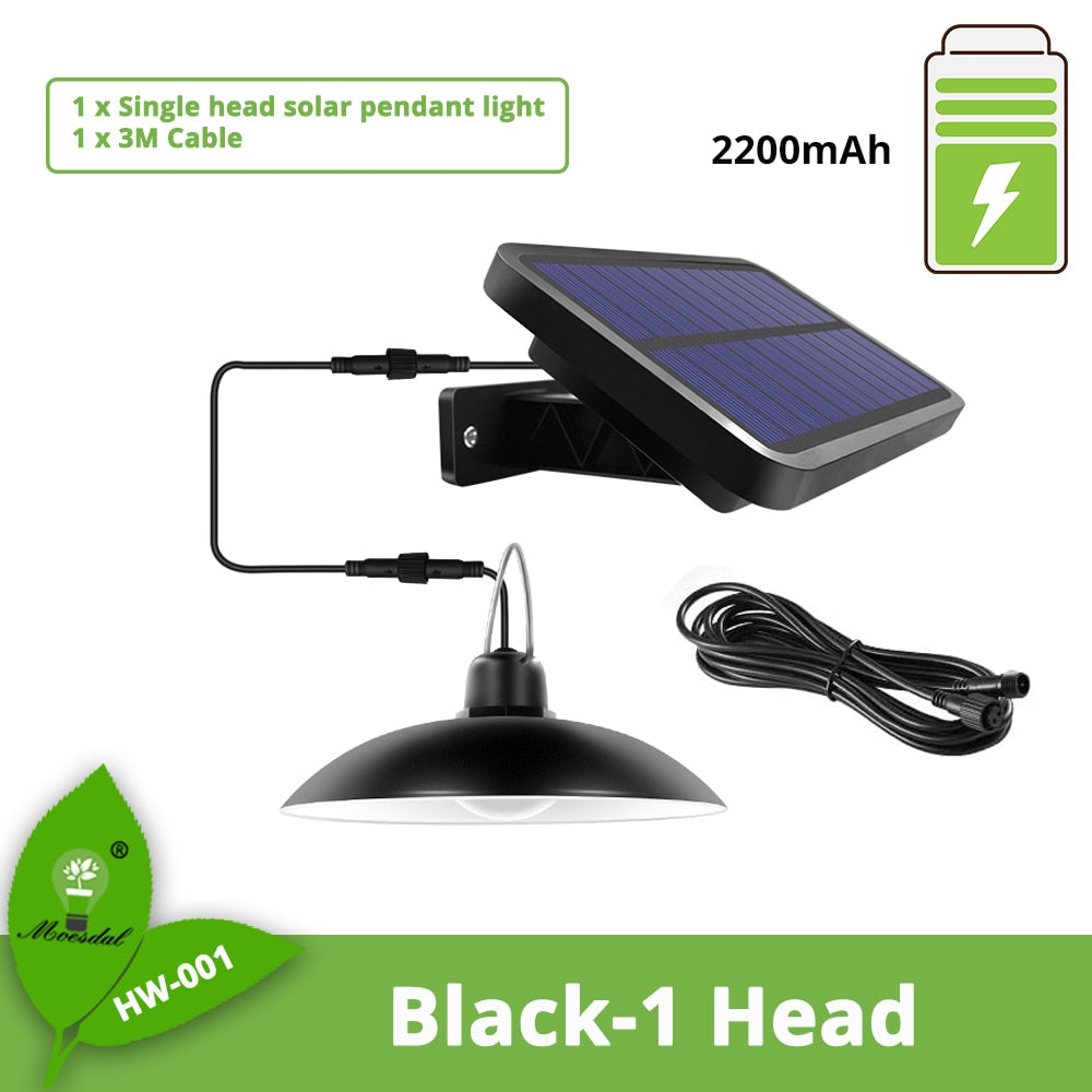 IP65 Waterproof Double Head Solar Pendant Light Outdoor Indoor Solar Lamp With Cable Suitable for courtyard, garden, indoor etc,