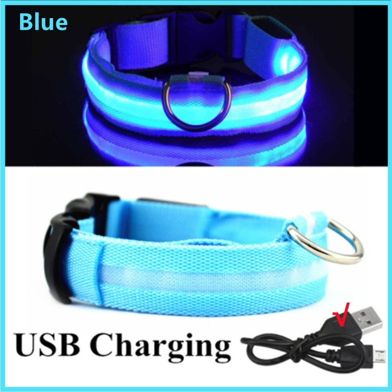 LED Glowing Dog Collar Adjustable Flashing Recharge a Luminous Collar Night Anti-Lost Dog Light HarnessFor Small Dog Pet Products