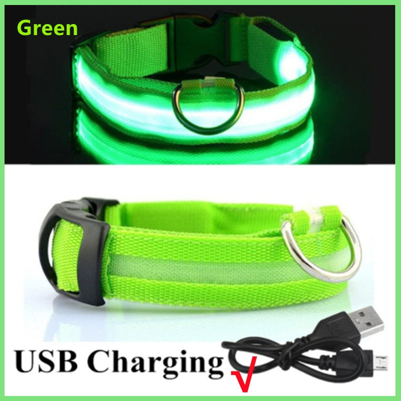 LED Glowing Dog Collar Adjustable Flashing Recharge a Luminous Collar Night Anti-Lost Dog Light HarnessFor Small Dog Pet Products