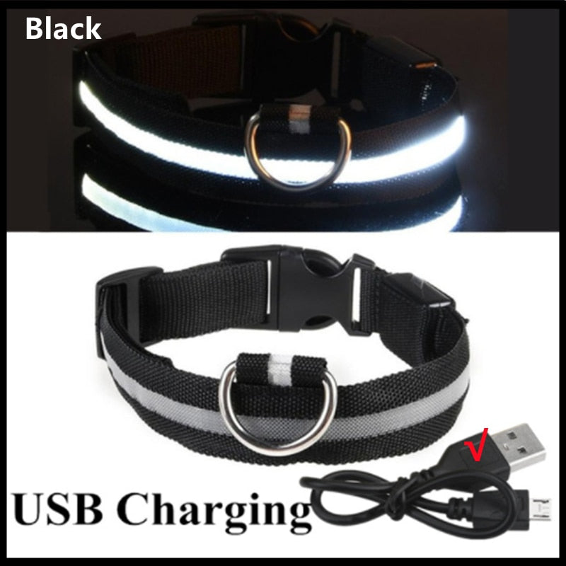 LED Glowing Dog Collar Adjustable Flashing Recharge a Luminous Collar Night Anti-Lost Dog Light HarnessFor Small Dog Pet Products