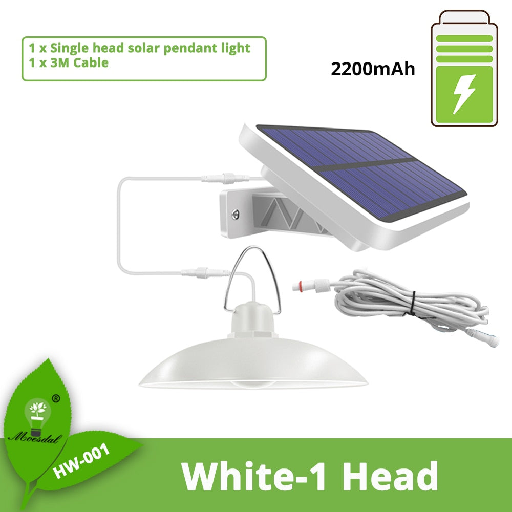 IP65 Waterproof Double Head Solar Pendant Light Outdoor Indoor Solar Lamp With Cable Suitable for courtyard, garden, indoor etc,