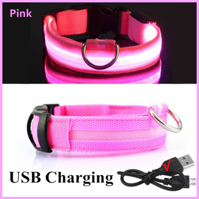 LED Glowing Dog Collar Adjustable Flashing Recharge a Luminous Collar Night Anti-Lost Dog Light HarnessFor Small Dog Pet Products