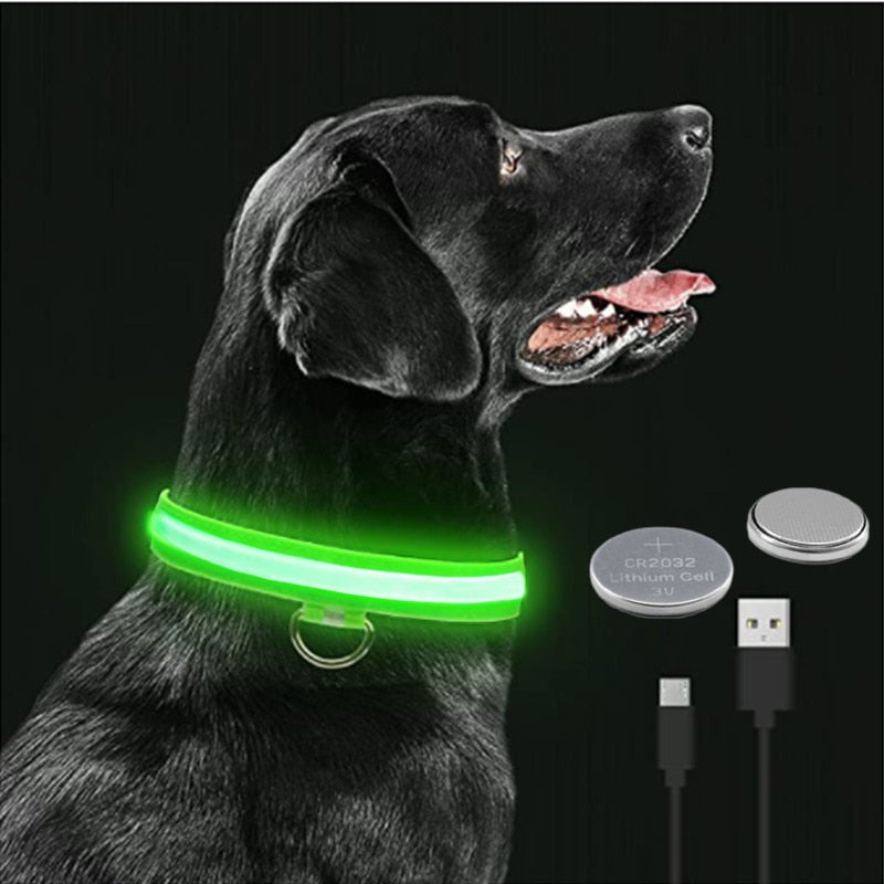 LED Glowing Dog Collar Adjustable Flashing Recharge a Luminous Collar Night Anti-Lost Dog Light HarnessFor Small Dog Pet Products